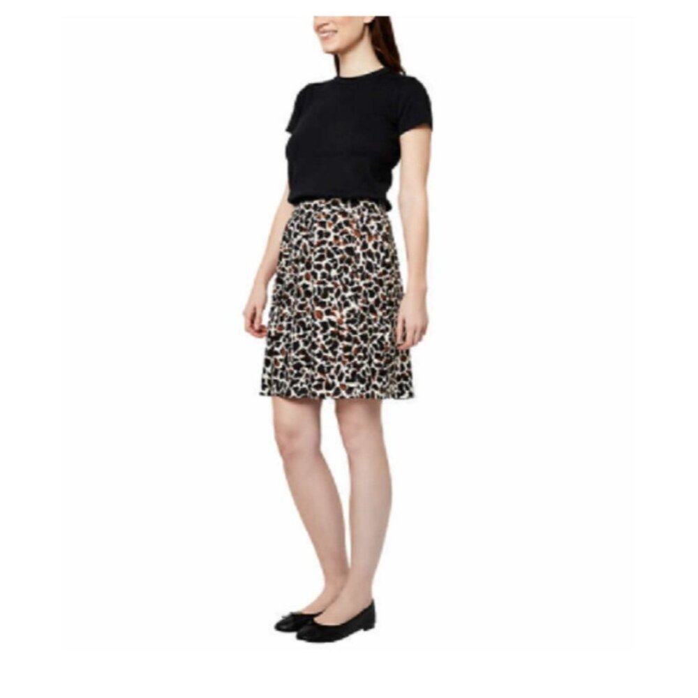 Leota Women's Wrinkle Free Elastic Waist Pull-On Skirt (Gıraffe Toffee, Small)